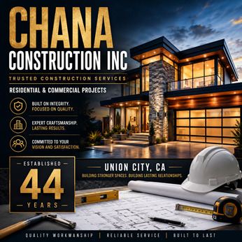 Chana Construction Inc. - 44 Years of Building Trust in Union City, CA in New York, NY