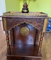 Handcrafted Dark Wood Pooja Mandir With Storage Drawer in Hillsborough, NJ