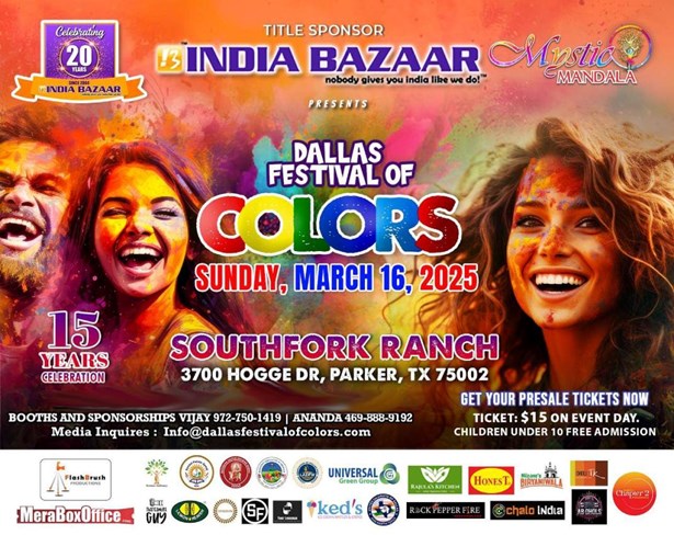 Dallas Festival of Colors Holi Mela 15 Year Celebration