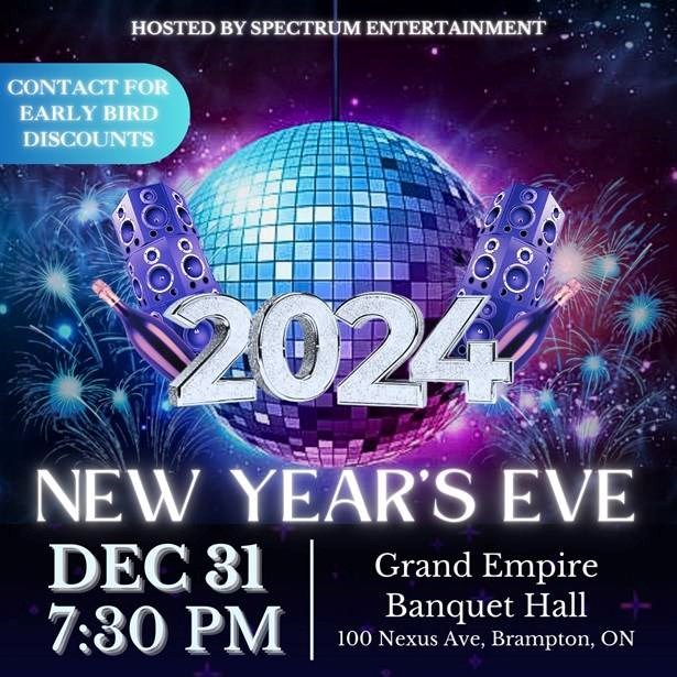 Welcome 2024 at Brampton’s Luxe New Year’s Extravaganza