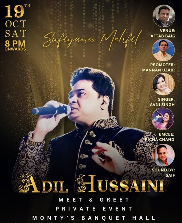Sufiana Mehfil with Adil Hussain – A Night of Soul-Stirring Sufi Music in Bensenville!