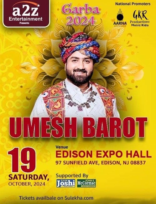 New Jersey Edison Expo Center Garba 2024 with Umesh Barot: Dance the Night Away on October 19