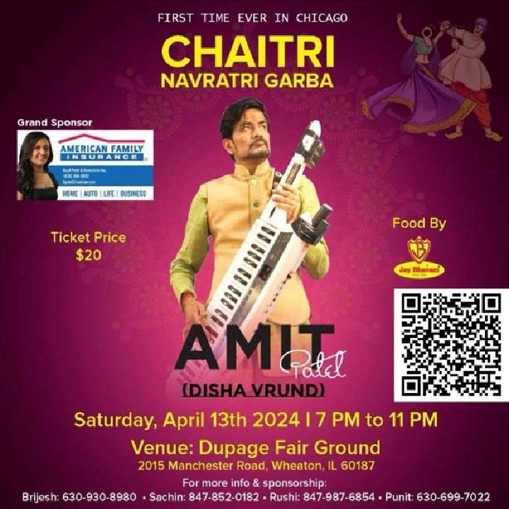 Navratri Celebrations Reach New Heights: Amit Patel's Debut Chaitri Garba in Chicago