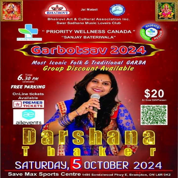 Garbotsav 2024 with Darshana Thaker in Brampton – An Unmissable Navratri Celebration!