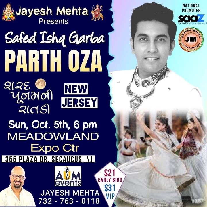 Sacha Navratri Fest – Safed Ishq Garba Featuring Parth Oza Live in Secaucus