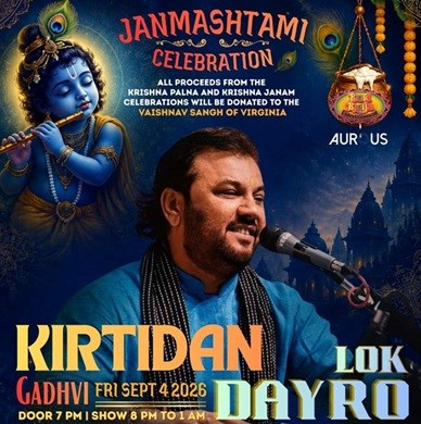 The King of Lok Dayro is Here! Celebrate Janmashtami with Kirtidan Gadhvi in DMV! 