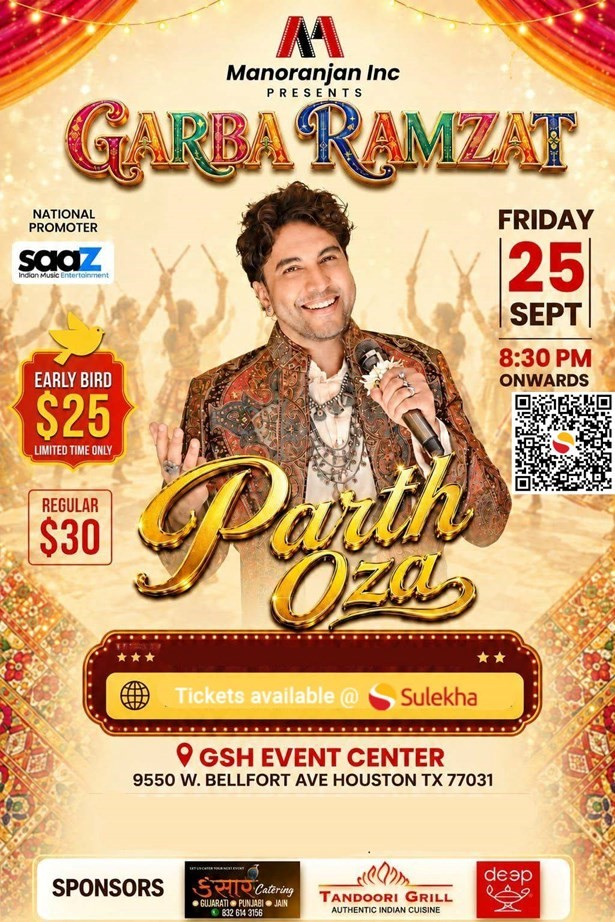 Parth Oza Garba Ramzat in Houston: Get Ready for a Night of Music, Dance & Navratri Magic
