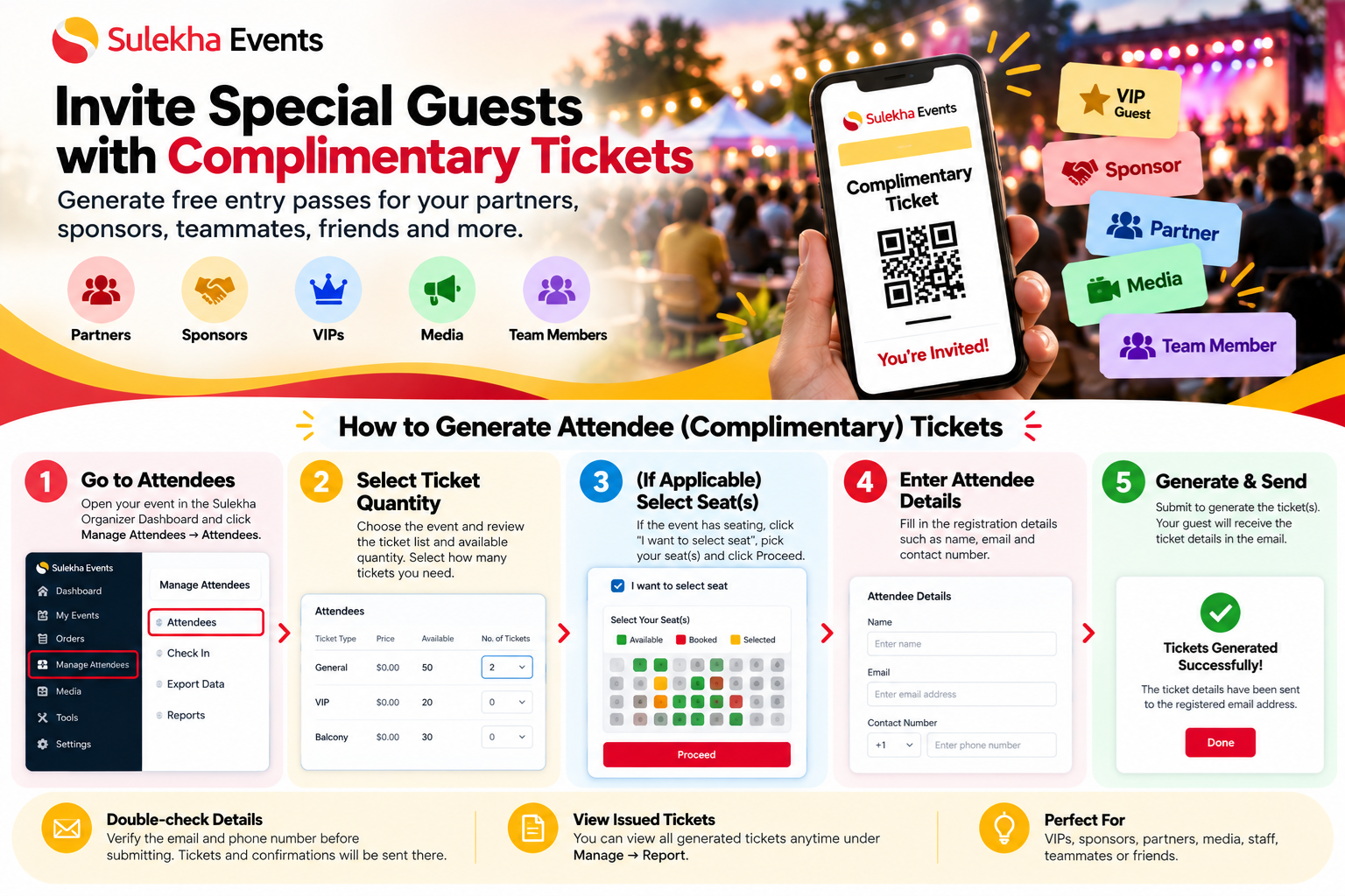  Invite Special Guests with Complimentary Tickets: How to Generate Attendee Tickets on Sulekha Events