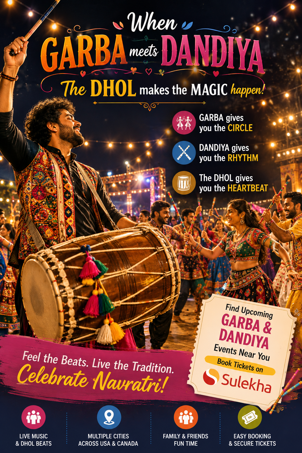 When Garba Meets Dandiya, the Dhol Makes the Magic Happen 