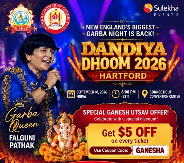Falguni Pathak's Dandiya Dhoom 2026 in Hartford: Ganesh Utsav Special - Get $5 OFF with Code GANESHA!
