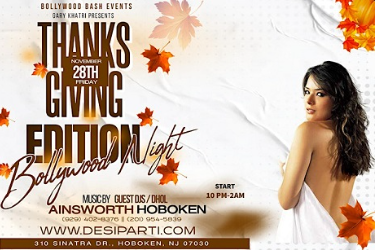 Bollywood Day after Thanksgiving Black Friday Desi Night Event Ainsworth Hoboken in Hoboken, NJ