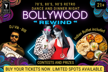 Bollywood Rewind -70's, 80's, 90's Dance and Dinner Night in Burlington, MA