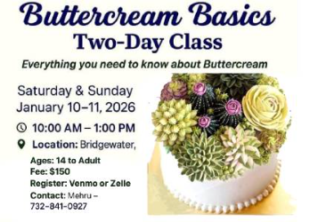 Buttercream Basics - Two days class (10th & 11th Jan) in Bridgewater, NJ