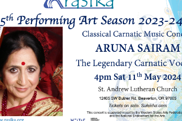 Rasika Presents - Classical Carnatic Vocal Concert with Aruna Sairam in Beaverton, OR