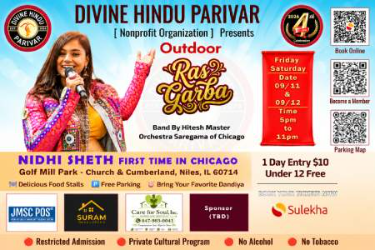 Divine Hindu Parivar - Outdoor Garba Sept 11th, 2026, Niles, IL