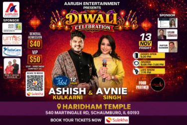 Diwali Celebration with Ashish Kulkarni & Avnie Singh In Chicago