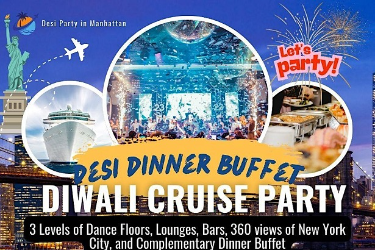 Diwali Cruise Party and Desi Dinner Buffet Saturday Night OCT 18 in , NY
