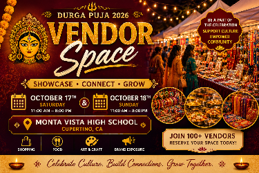 Vendor space booking Durga pujo and Diwali Festival 2026 in Cupertino, CA