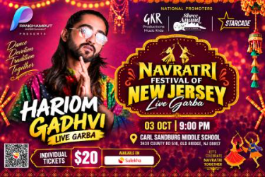 Folkstar Hariom Gadhavi Live – New Jersey Navratri Garba & Dandiya 2026 in Matawan, NJ