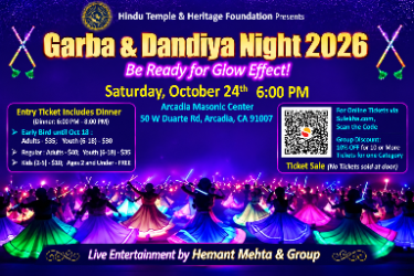 Garba & Dandiya Night 2026 – Arcadia | Dinner, Live Entertainment & Glow Night - Los Angeles Indian event on Sat, Oct 24