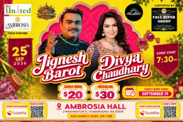 Garba Night With Jignesh Barot & Divya Chaudhari- Boston - Boston Indian event on Fri, Sep 25