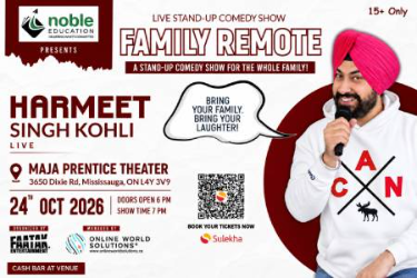 Harmeet Singh Kohli Family Remote Stand-Up Comedy Live in Mississauga in , ON