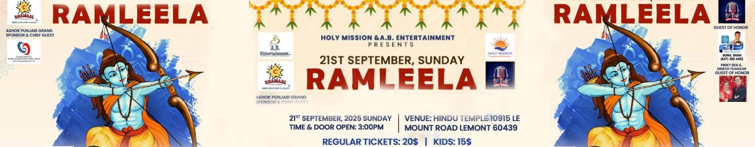 Ramleela on 21st September Sunday at Lemont Hindu Temple Auditorium