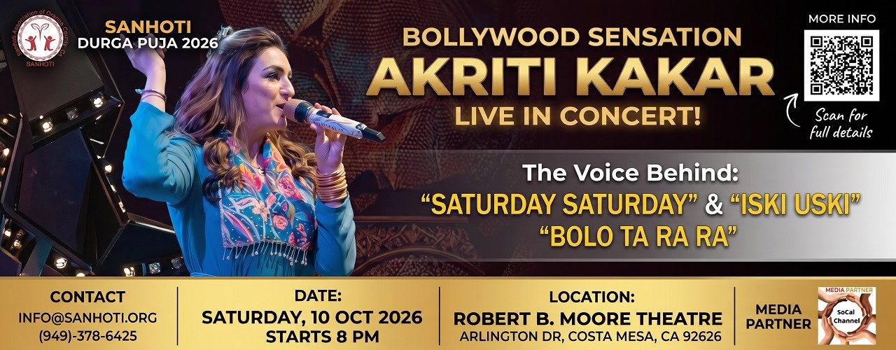 Sanhoti Durga Puja 2026 - Akriti Kakar Live Concert In Los Angeles