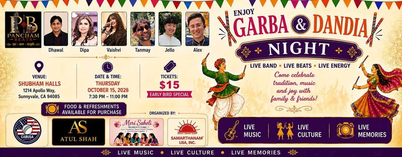 Pancham Beats Presents: Bay Area Garba, Raas & Dandia Night 2026 – Live Music Band • Live Beats • Live Energy