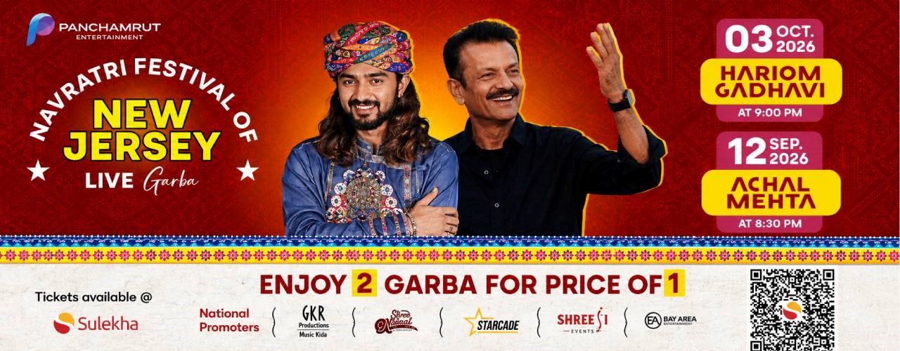 Folkstar Hariom Gadhavi Live – New Jersey Navratri Garba & Dandiya 2026