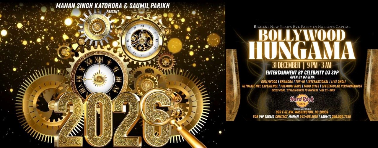 HARD ROCK DC Presents BOLLYWOOD HUNGAMA Official 2026 NYE Dance Party in Washington DC Metro Area