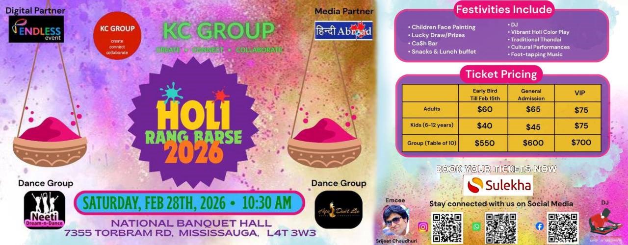 Holi Rang Barse 2026 In Mississauga