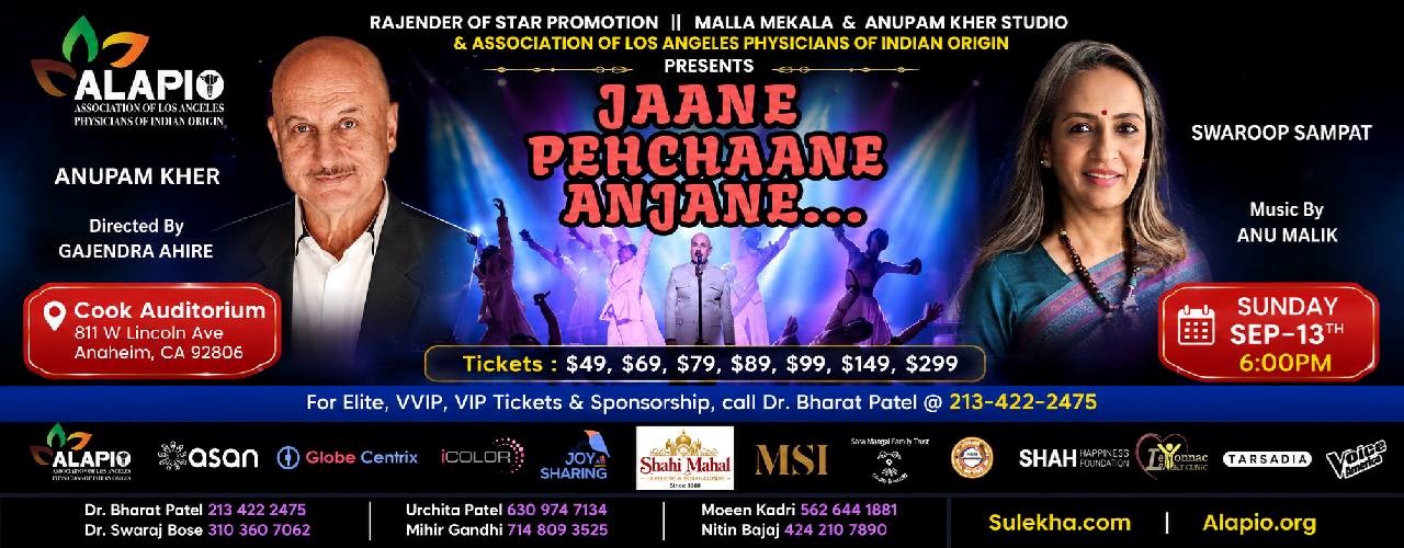 Janne Pehchaane Anjane By Anupam Kher & Swaroop Sampat Live In California