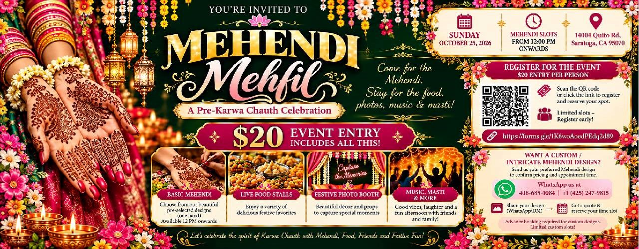 Mehendi Mehfil 2026 – Karwa Chauth Mehendi, Food, Photos & Music in Bay ...