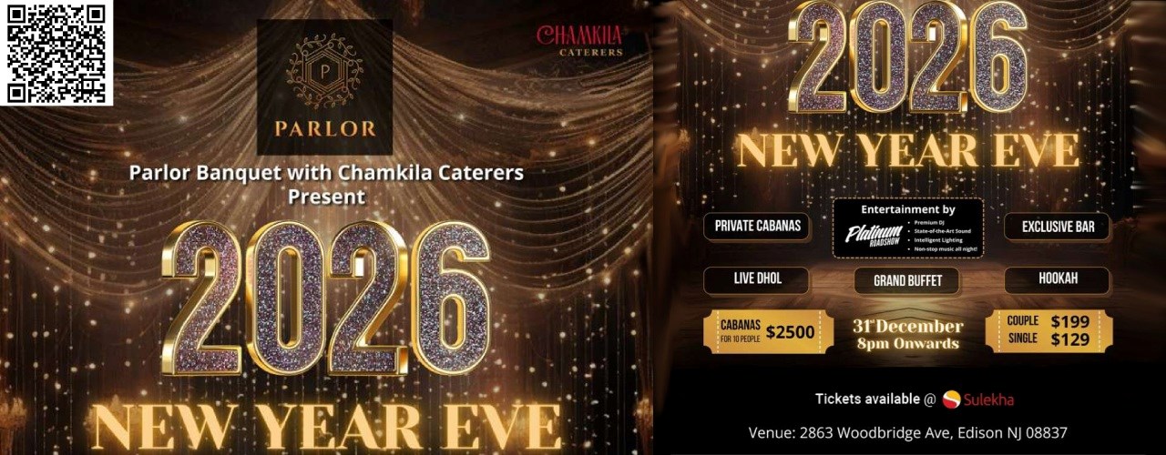 NYE Bash 2026 DJ Platinum Roadshow | Parlor Banquet & Chamkila Caterers