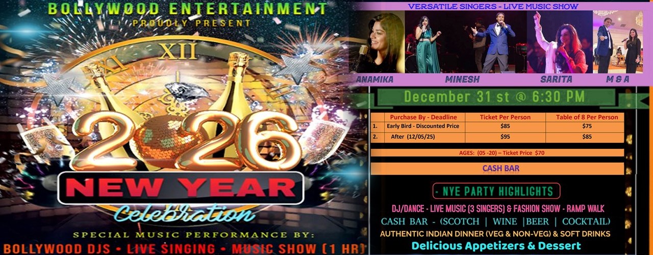 New Year's Eve Party! Welcome 2026 - Music Show / DJ / Dinner / Countdown / Fireworks!
