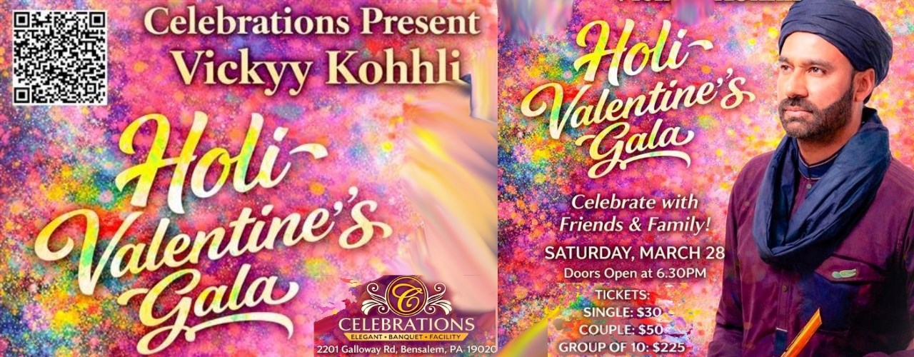 Musical Holi-Valentine Gala with Vickyy Kohhli’s Live Bollywood Band in Bensalem, PA