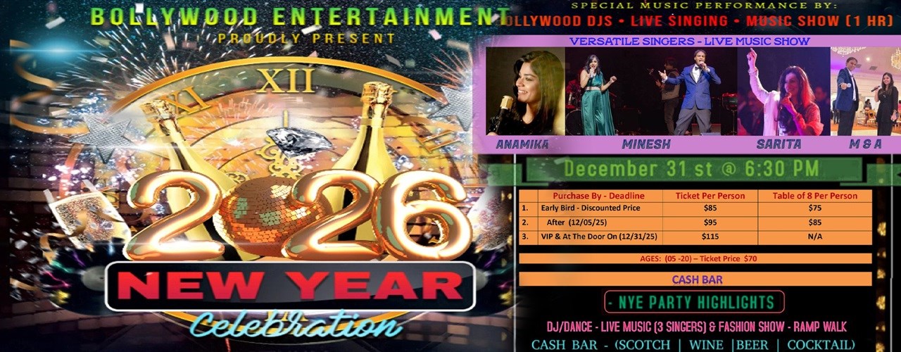 New Years Eve Party! Welcome 2026 - Music Show / DJ / Dinner / Countdown / Fireworks!