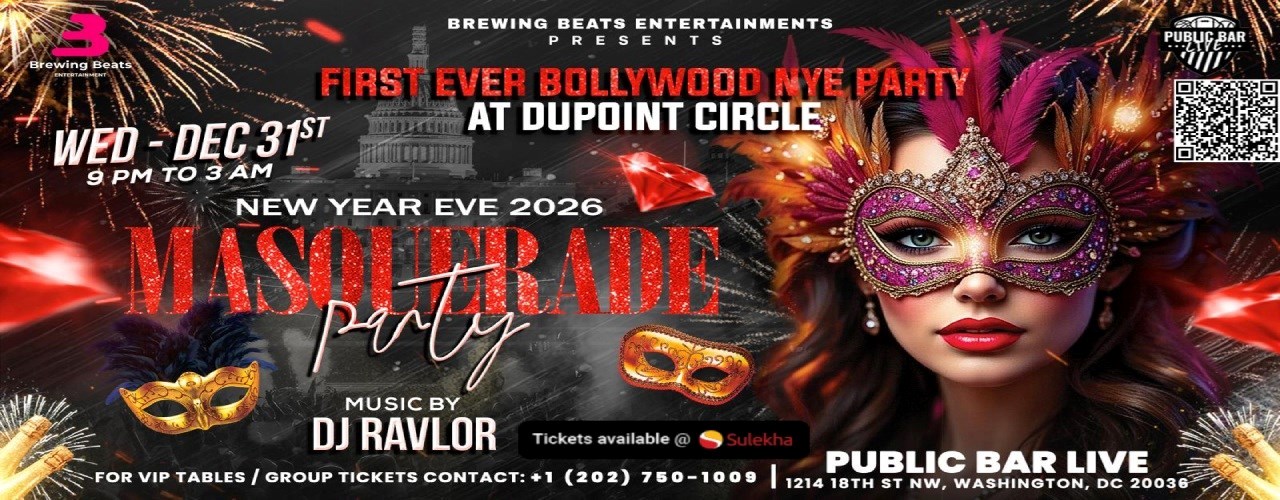 Bollywood New Year Party 2026 Masquerade – Dec 31 | Public Bar Live, DC