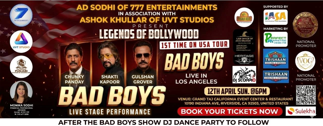 BAD BOYS – Legends of Bollywood Live Stage Performance in California