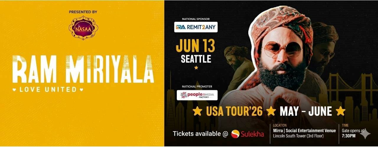Ram Miriyala Concert - Live in Seattle (June 13th 2026)