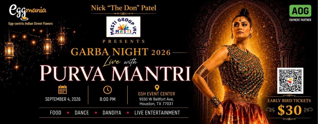 Purva Mantri Garba Live 2026 in Houston