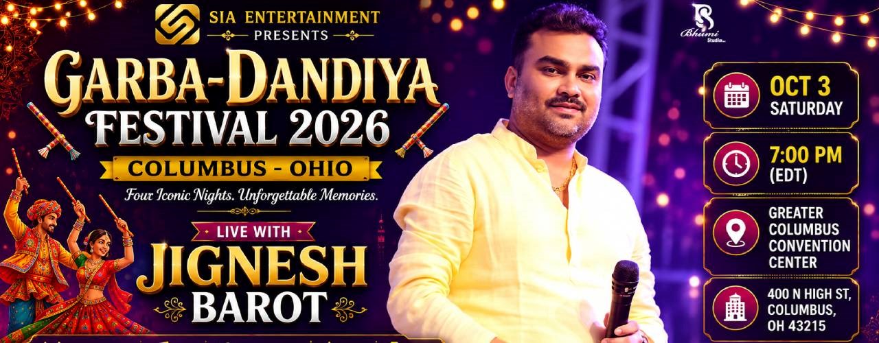 Biggest Garba Dandia Festival in Ohio - Jignesh Barot Oct 3rd 6Pm