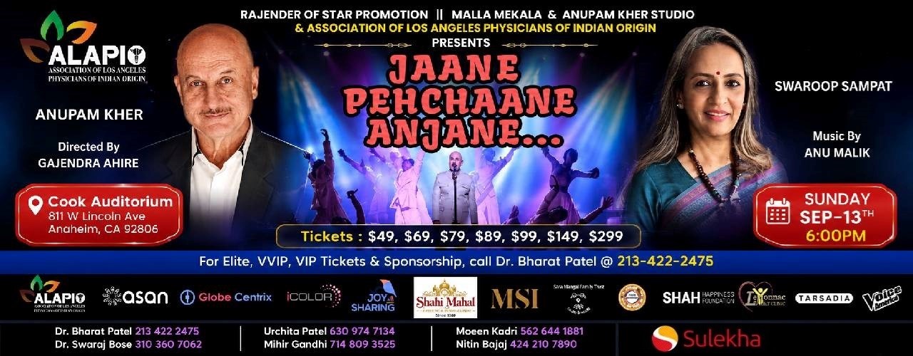 Janne Pehchaane Anjane By Anupam Kher & Swaroop Sampat Live In California