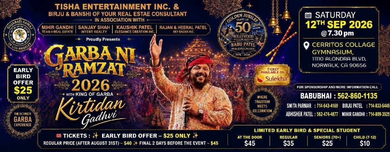 Garbani Ramzat 2026 with Kirtidan Gadhvi in Los Angeles