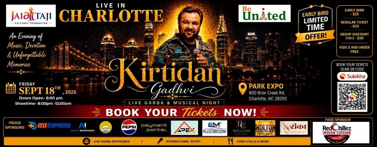 Kirtidan Gadhvi Live Garba & Musical Night in Charlotte