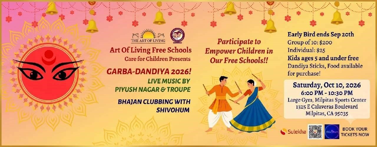 Care for Children Art of Living Free Schools Bay Area Garba Dandiya 2026