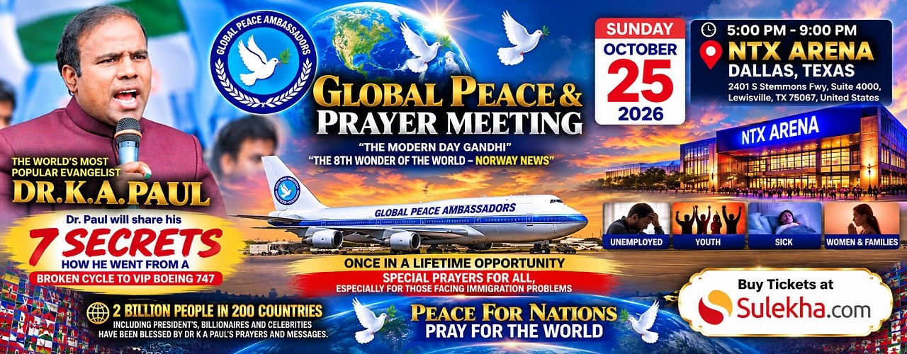 Dr.KA Pauls Global Peace Prayer Meeting In Dallas