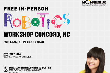 In-person Free Robotics Workshop For Kids at Concord, NC (7-14yrs) in , NC