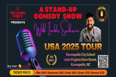 Inder Sahani Stand-Up Comedy Live 2025 in Charlotte in Kannapolis, NC
